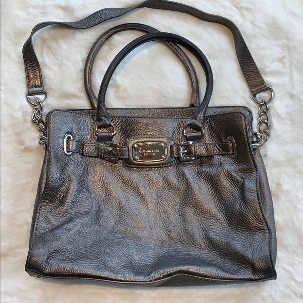 AUTHENTIC used Michael Kors tote in gunmetal